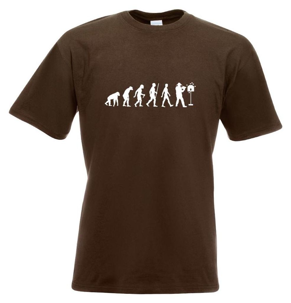Kiwistar - T-Shirt - Chocolate - Evolution Imker - Honigbiene Herren Funshirt Bedruckt Design Sprüche Spruch Motive - mit Motiv Bedruckt - Funshir...