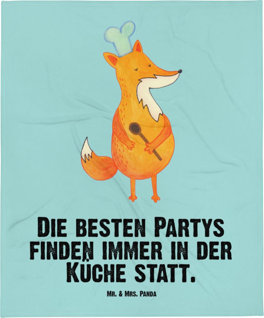 Mr. & Mrs. Panda Plaid Fuchs Koch - Türkis Pastell - Geschenk, Spruch Lustig, Schmusedecke, Babydecke, Schlummerdecke, Hungrig, Kinderdecke, Chefk...