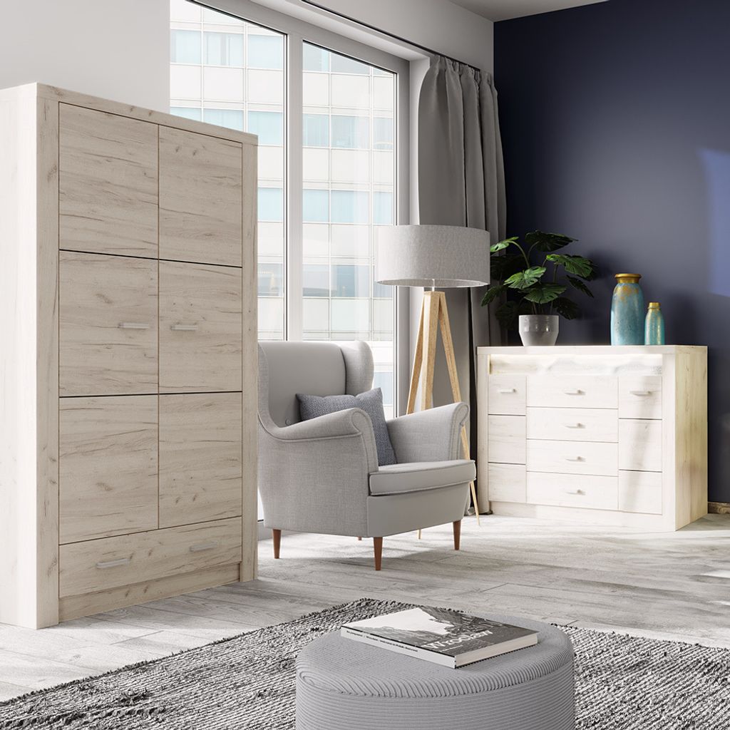Schlafzimmer Set 2-teilig modern in Esche weiß INGENIO-161