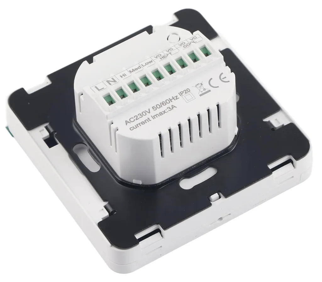 Thermostat intelligent à écran LCD rétroéclairé blanc pour ventilo