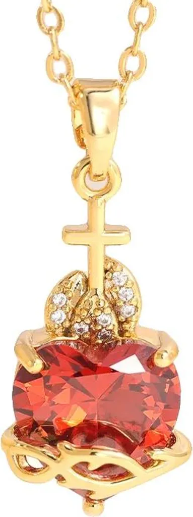Collier argent 925 anti-ternissement avec pendentif rouge et diamants