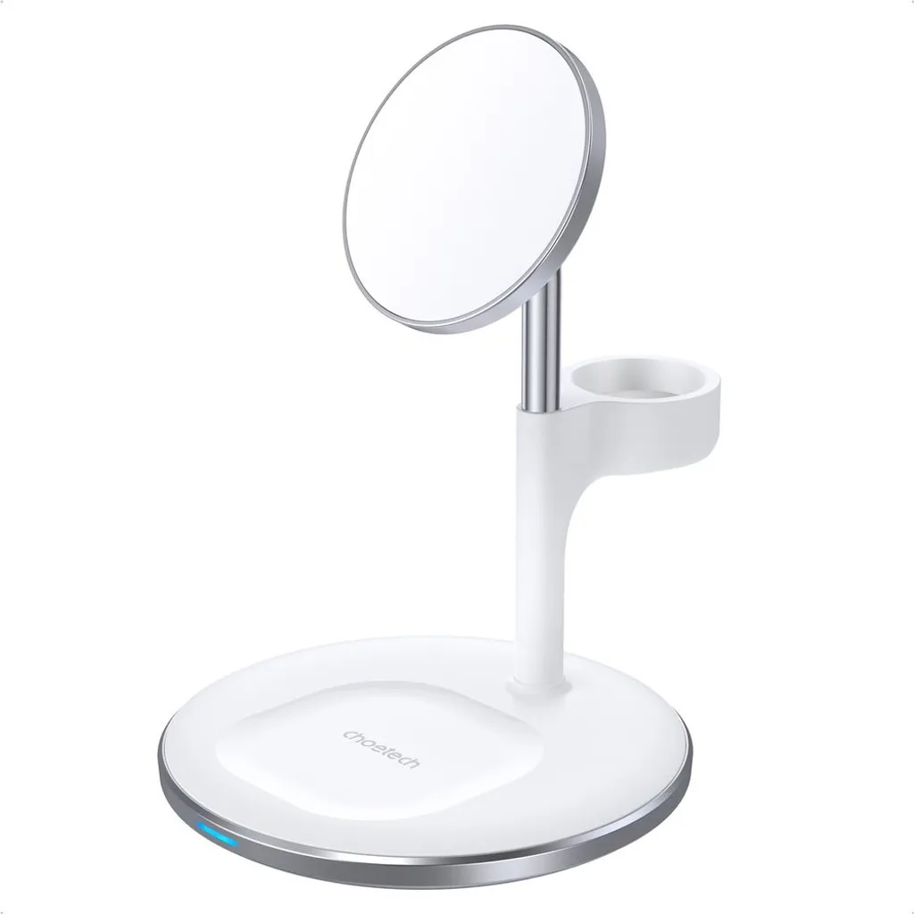 Support de Charge Sans Fil Bureau pour iPhone et Apple Watch Coloris Blanc