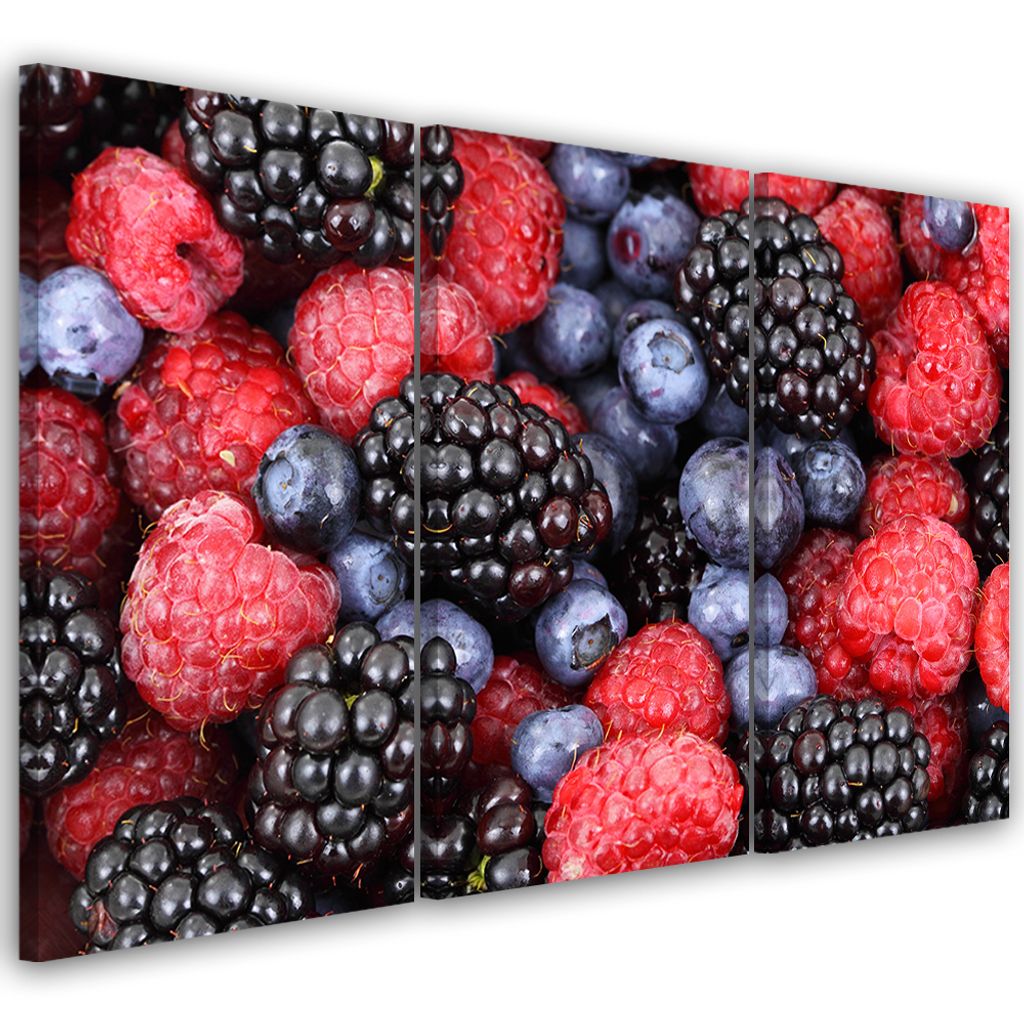 Triptychon auf leinwand lebensmittel & getränke - bunt 90x60 cm Feeby farbe wandbild bereit zum aufhängen
