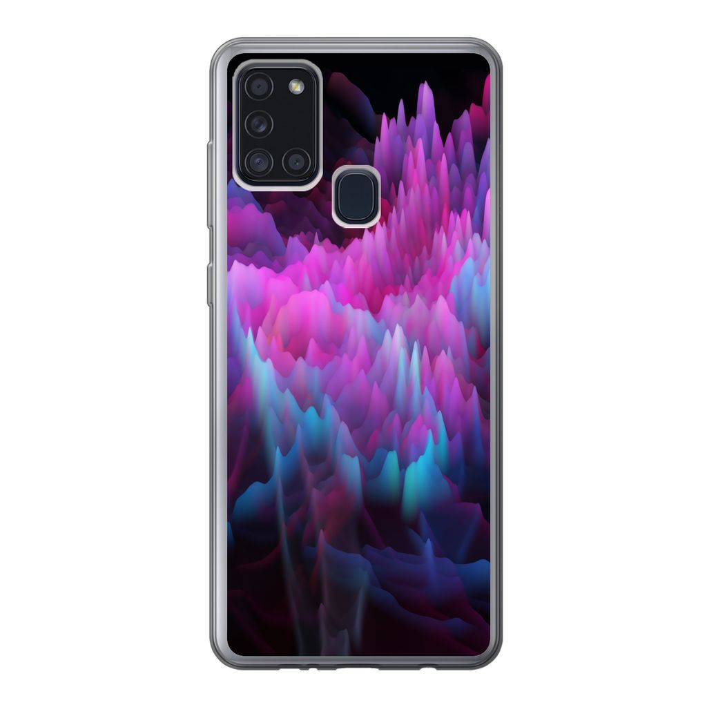 MuchoWow Handyhülle Schutzhülle Hülle für Samsung Galaxy A21s Rauch - Farbe - Abstrakt Silikon Softcase Handy Hülle - Hartschale