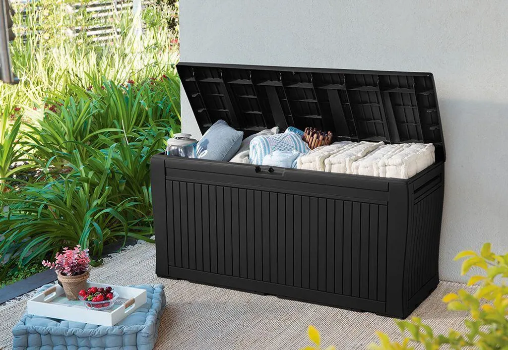 Coffre Keter COMFY 270L étanche et robuste, rangement jardin aspect bois - 7