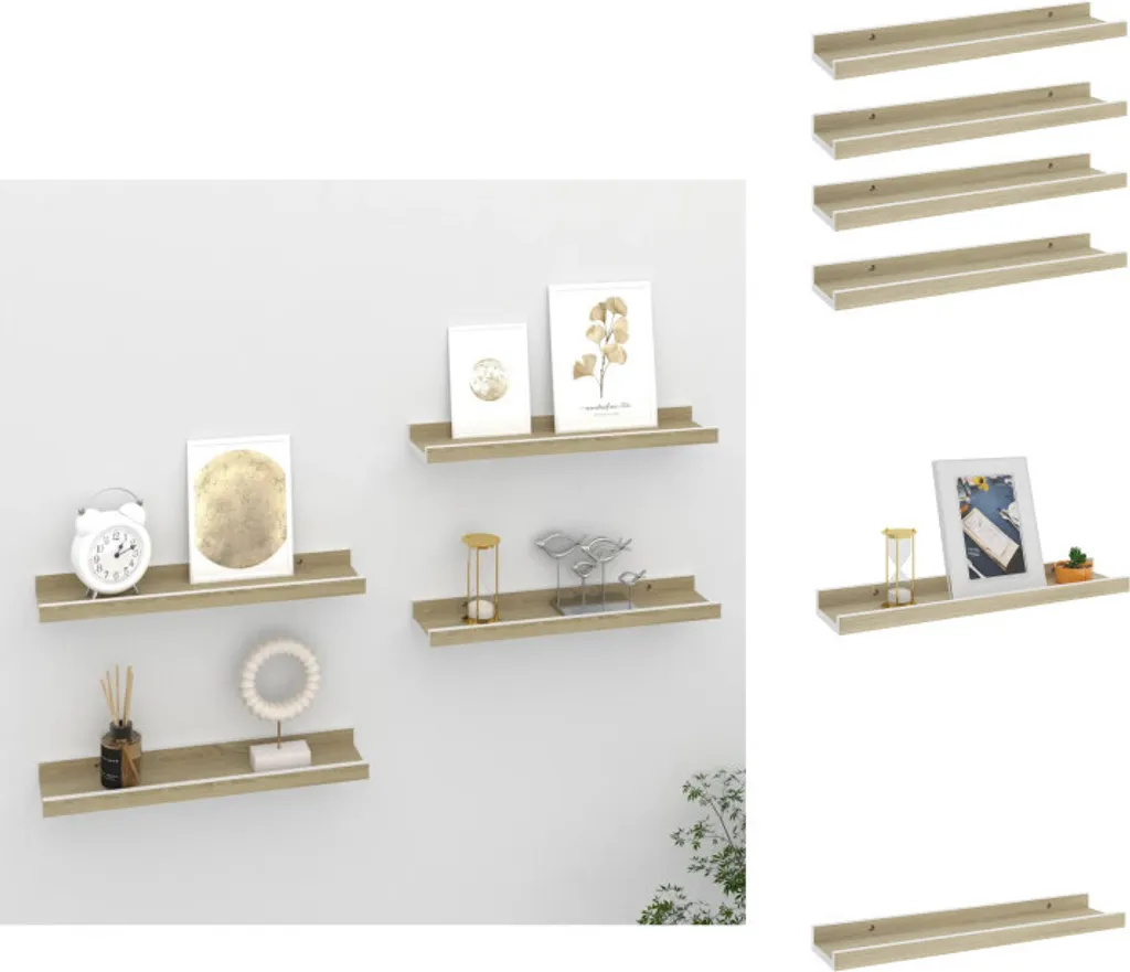 Étagères Murales 40x9x3 cm Blanc et Chêne Sonoma en Bois d'Ingénierie