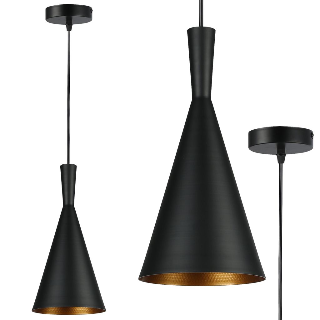 MasterLED Pendelleuchte Pinio E27 Schwarz Gold – Aluminium Hängelampe modern für Esstisch & Küche