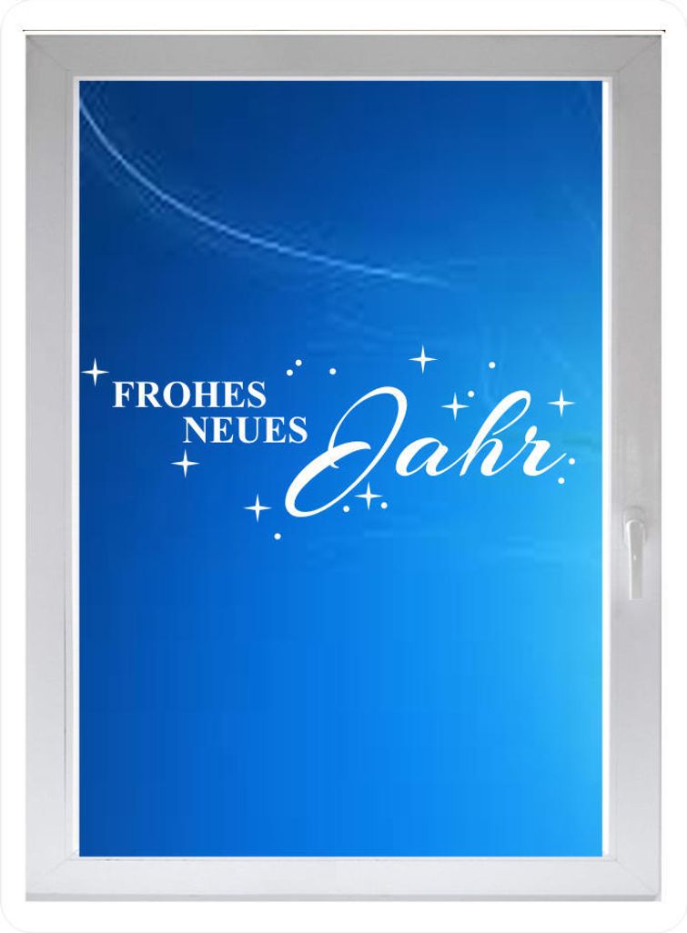 INDIGOS UG - frohes neues jahr - Farbe: weiss - 60x23 cm - Sichtschutzfolie - Fensterfolie - Glasdekorfolie - für die Küche, frohes neues jahr an...