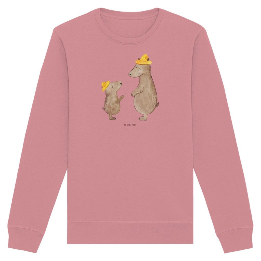 Mr. & Mrs. Panda Baumwoll Pullover Bären mit Hut Größe M - Canyon Pink - Geschenk, Paps, Sweater, Familie, Sweatshirt, Pulli, Vatertag, Mutterta...