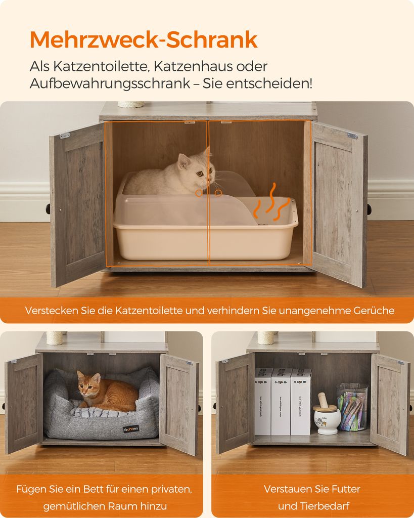 FEANDREA Kratzbaum, mit Katzenklo-Schrank abnehmbaren Produktbild 3