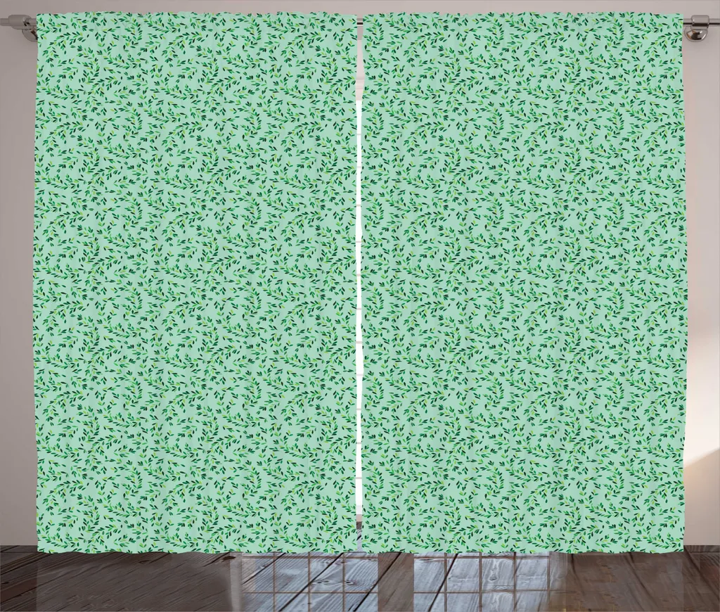 Rideau rustique ABAKUHAUS branches feuillues 280x225cm écume de mer