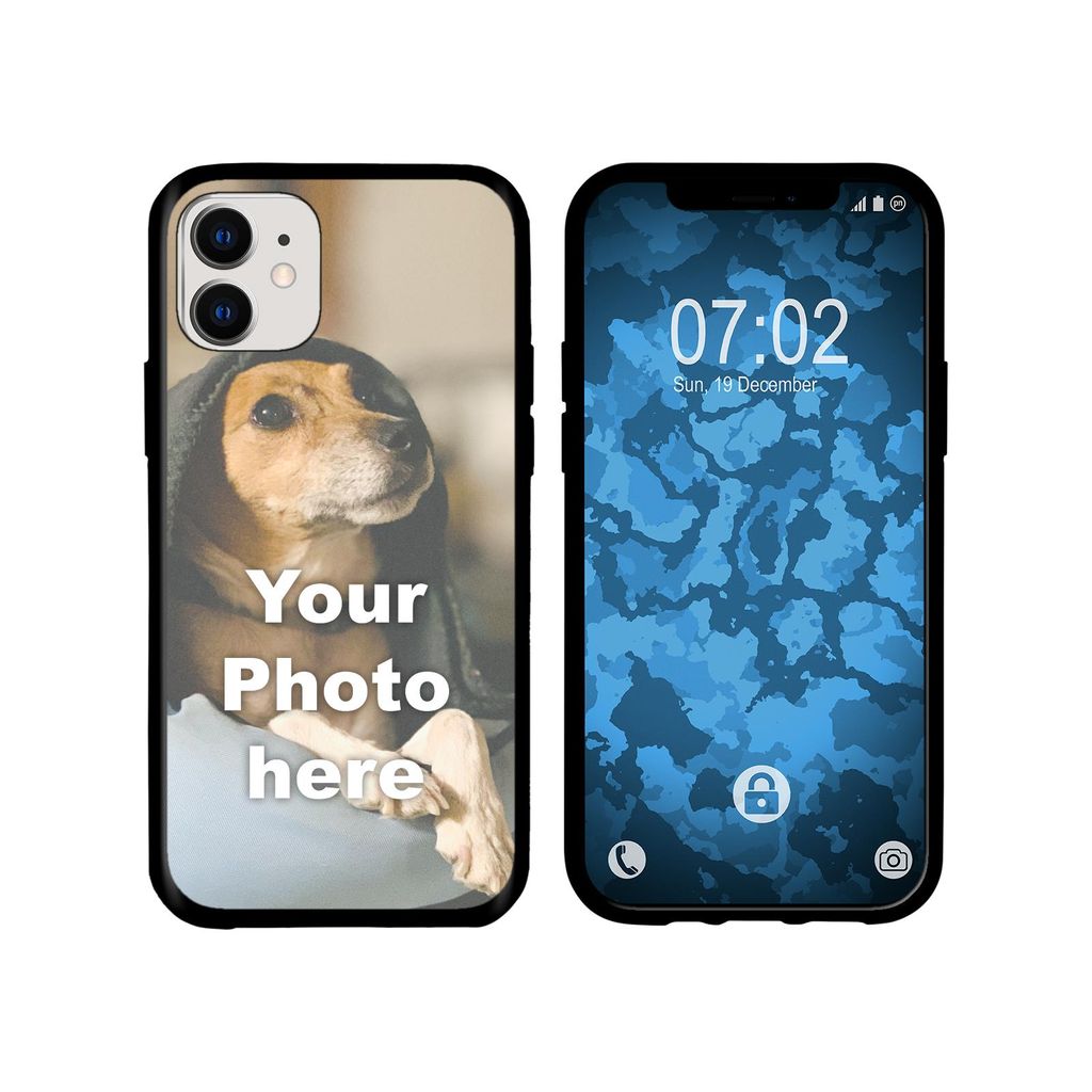 PhoneNatic Case kompatibel mit iPhone 12 Mini Personalisierte Handyhülle schwarz zum selbst gestalten mit eigenem Foto