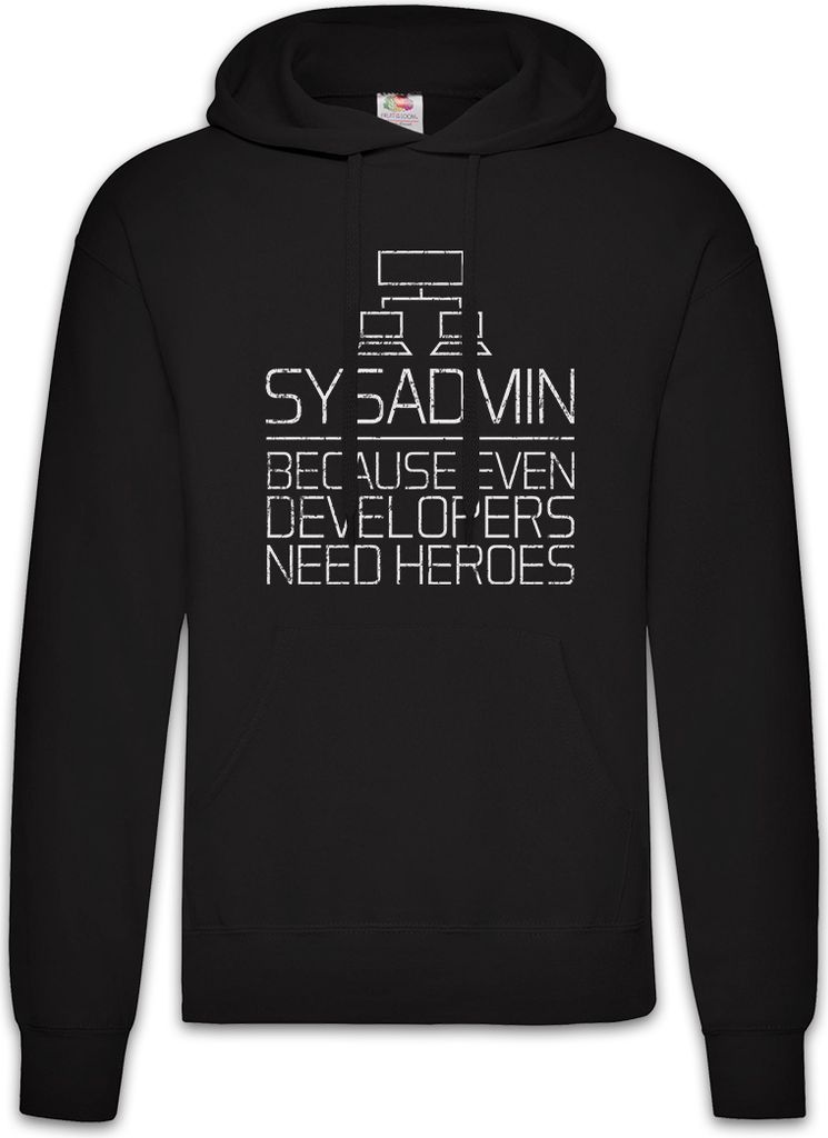 Urban Backwoods Sysadmin Even Developers Need Heroes, Herren Hoodie, Farbe: Schwarz, Größe: 5XL