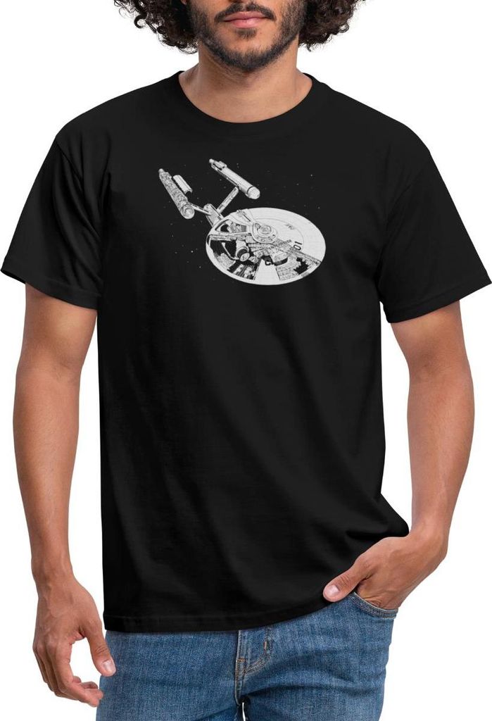 Spreadshirt Star Trek The Original Series USS Enterprise Männer T-Shirt, S, Schwarz