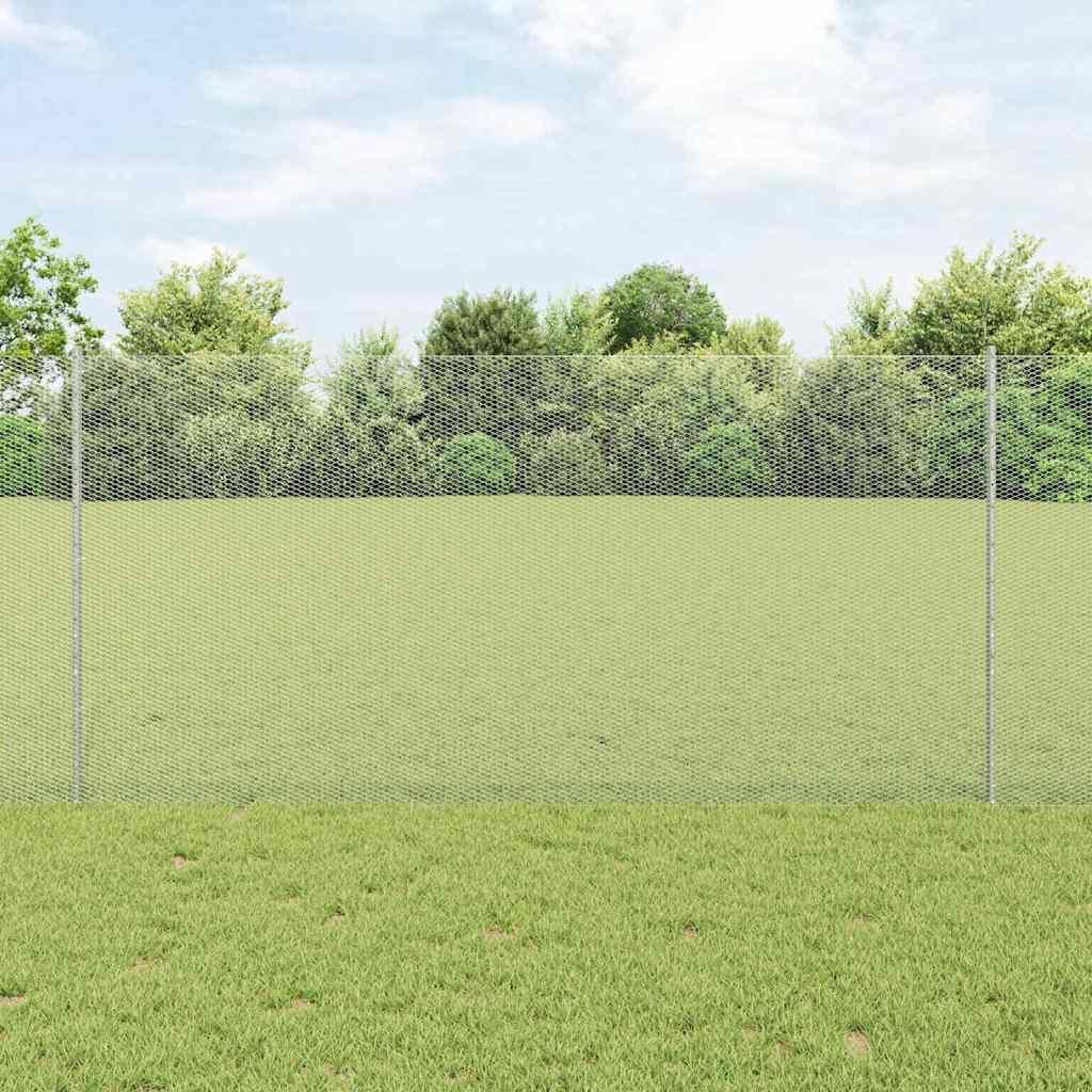 Maison Exclusive - Zaun mit Pfosten Silber 1,2 x 50 m Stahl