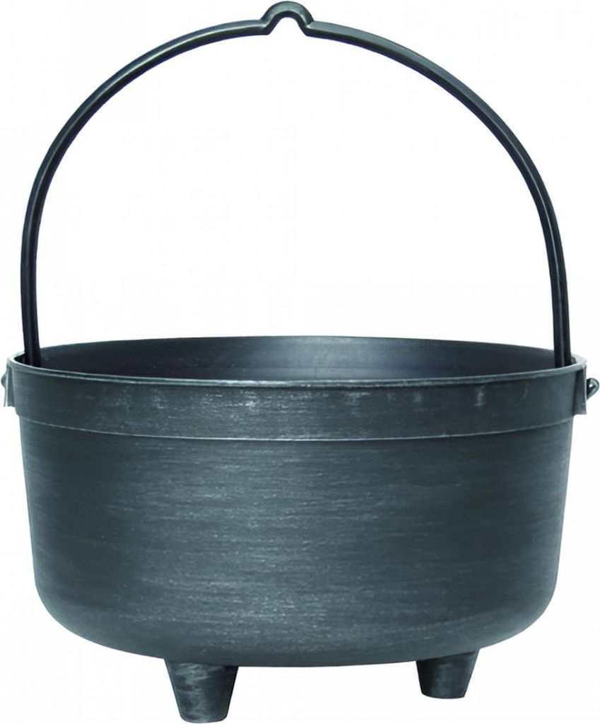 Großer Hexenkessel mit Henkel Schwarz-Silber 25cm