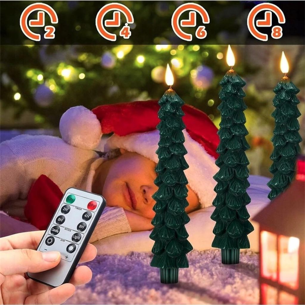 4 Set Stabkerzen LED Kerzen flackernd mit Timer Fernbedienung Weihnachten Nachbildung