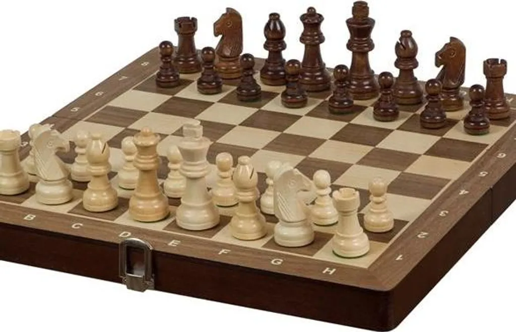 Jeu d'échecs en bois Sunrise 30x30cm finition artisanale ton Noisette