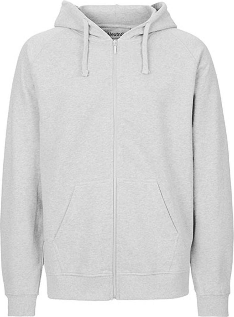 Neutral O63301 | Herren Zip Hoodie Kaputzenjacke / 100% Fairtrade-Baumwolle - Farbe: Ash Grey - Größe: 3XL