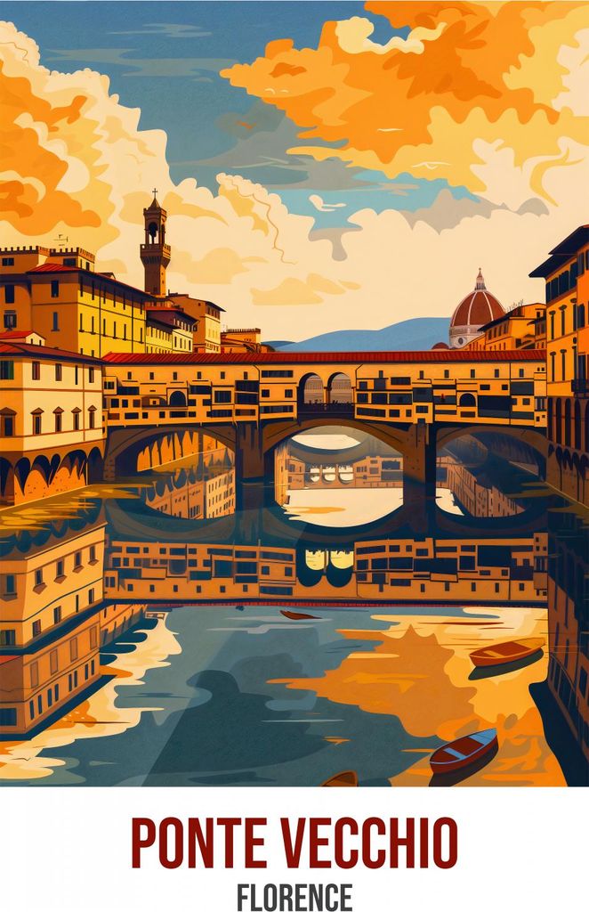 Plakat 70x100cm Ponte Vecchio, Florenz