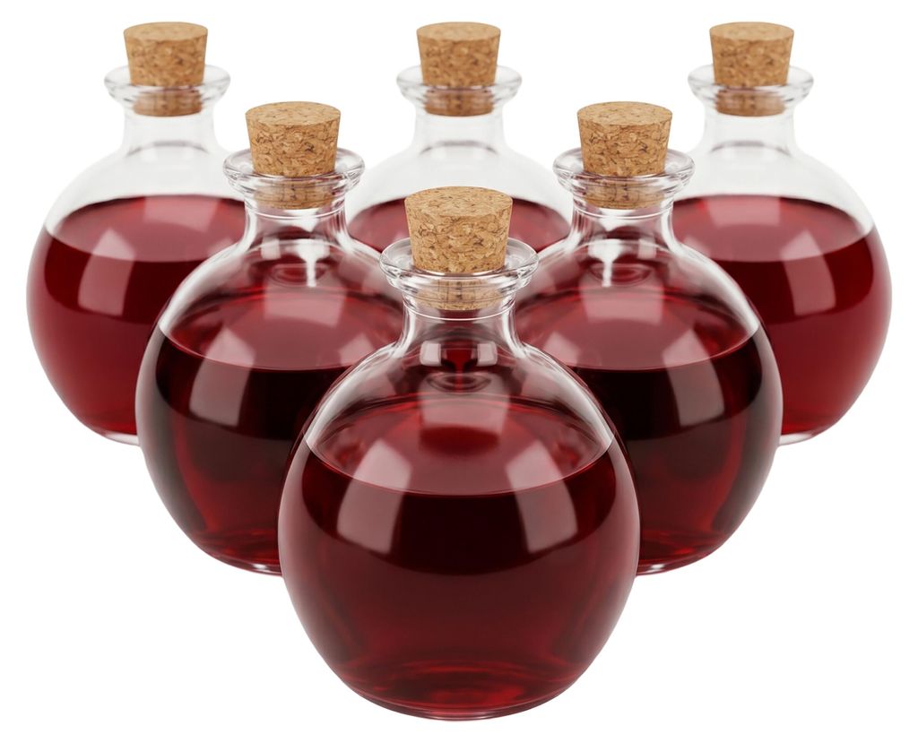 Szklane butelki Relaxdays, zestaw 6 sztuk, korek, 260 ml, Zdjęcie produktu 