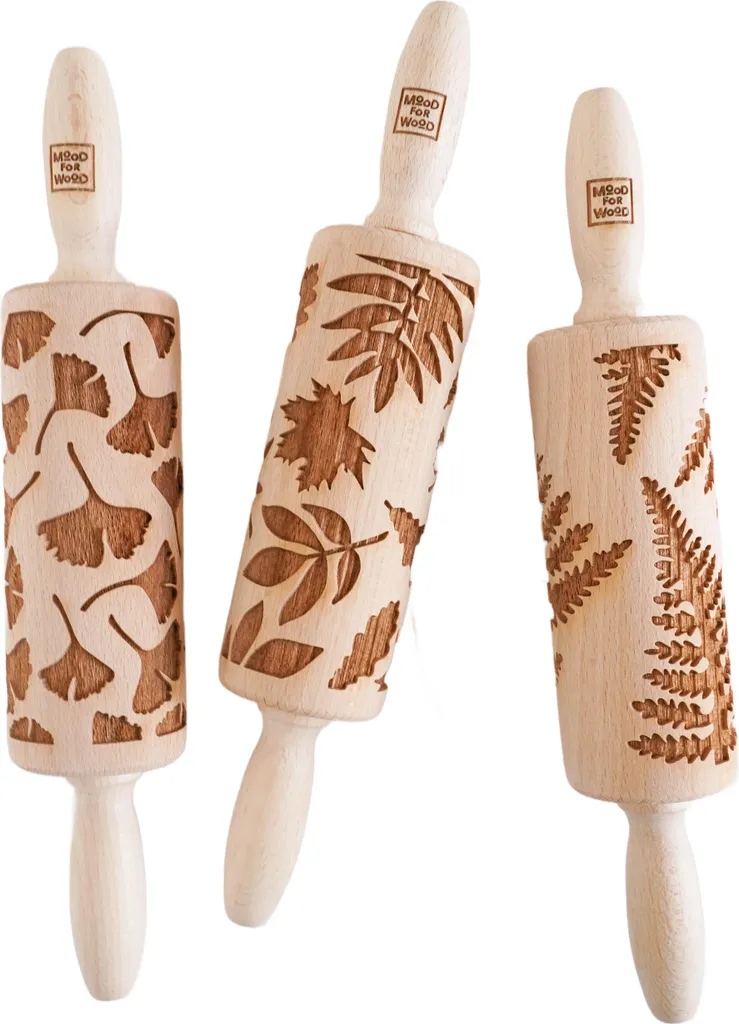 Rouleau à pâtisserie en bois 25 cm : finis les biscuits sans relief x3