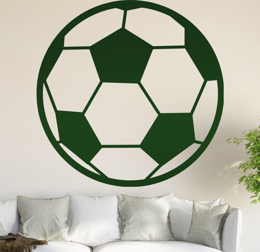 Fussball Wandtattoo in 6 Größen - Wandaufkleber Wall Sticker - Dekoration, Küche, Wohnzimmer, Schlafzimmer, Badezimmer