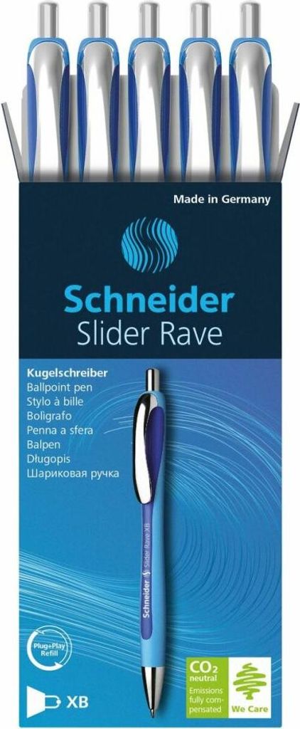 Penna A Sfera Schneider Slider Rave – XB Rossa, Confezione Da 4, Ergonomica E Ricaricabile