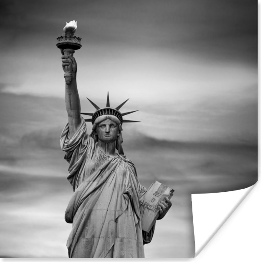 MuchoWow Poster New York - Freiheitsstatue - Schwarz - Weiß 100x100 cm - Babyzimmer
