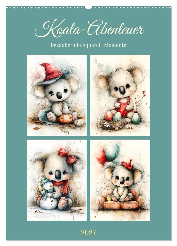Koala-Abenteuer. Bezaubernde Aquarell-Momente (Wandkalender 2027 DIN A2 hoch), CALVENDO Monatskalender