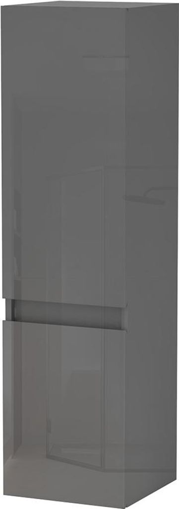 Hochschrank 110cm Dunklegrau Hochglanz Badschrank Produktbild 