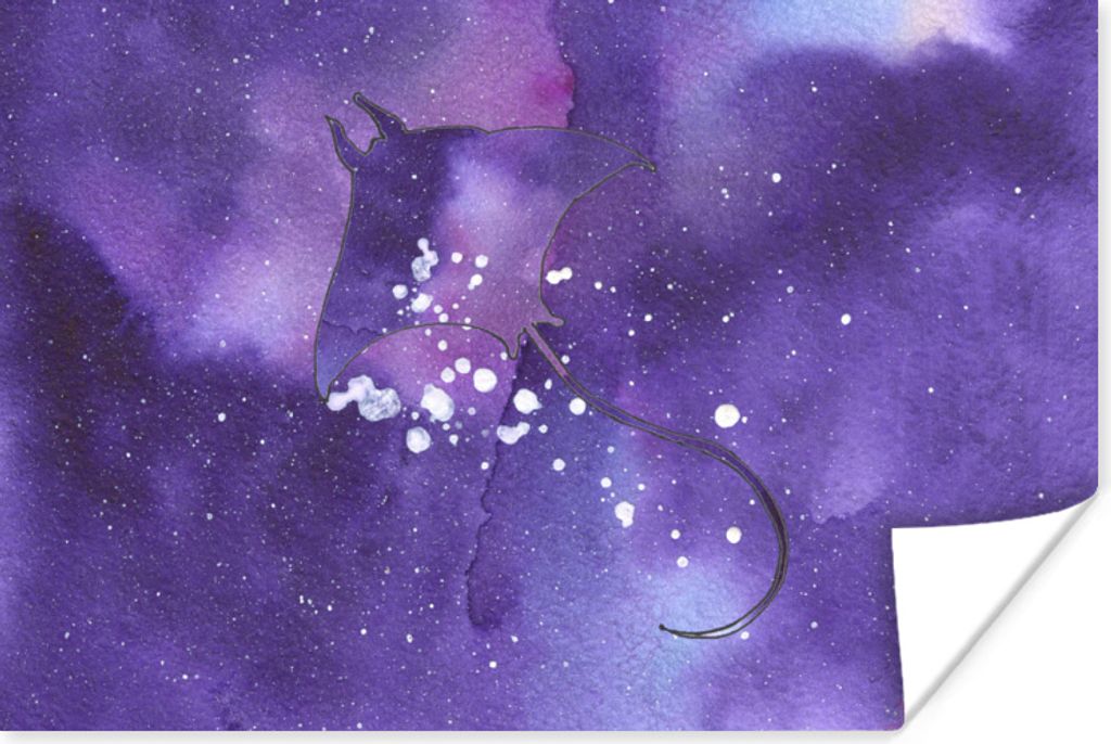 MuchoWow Poster Manta - Weltraum - Lila 180x120 cm - Fotoplakat