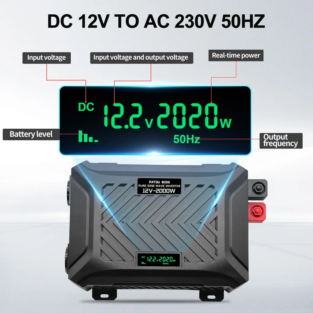 Convertisseur Pur Sinus E2000W-12V - Inverter 2000W Crête 4000W USB