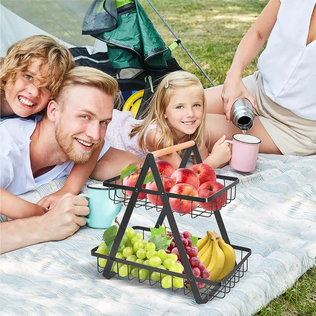 Grande corbeille à fruits 2 étages pour éviter le gaspillage d'aliments