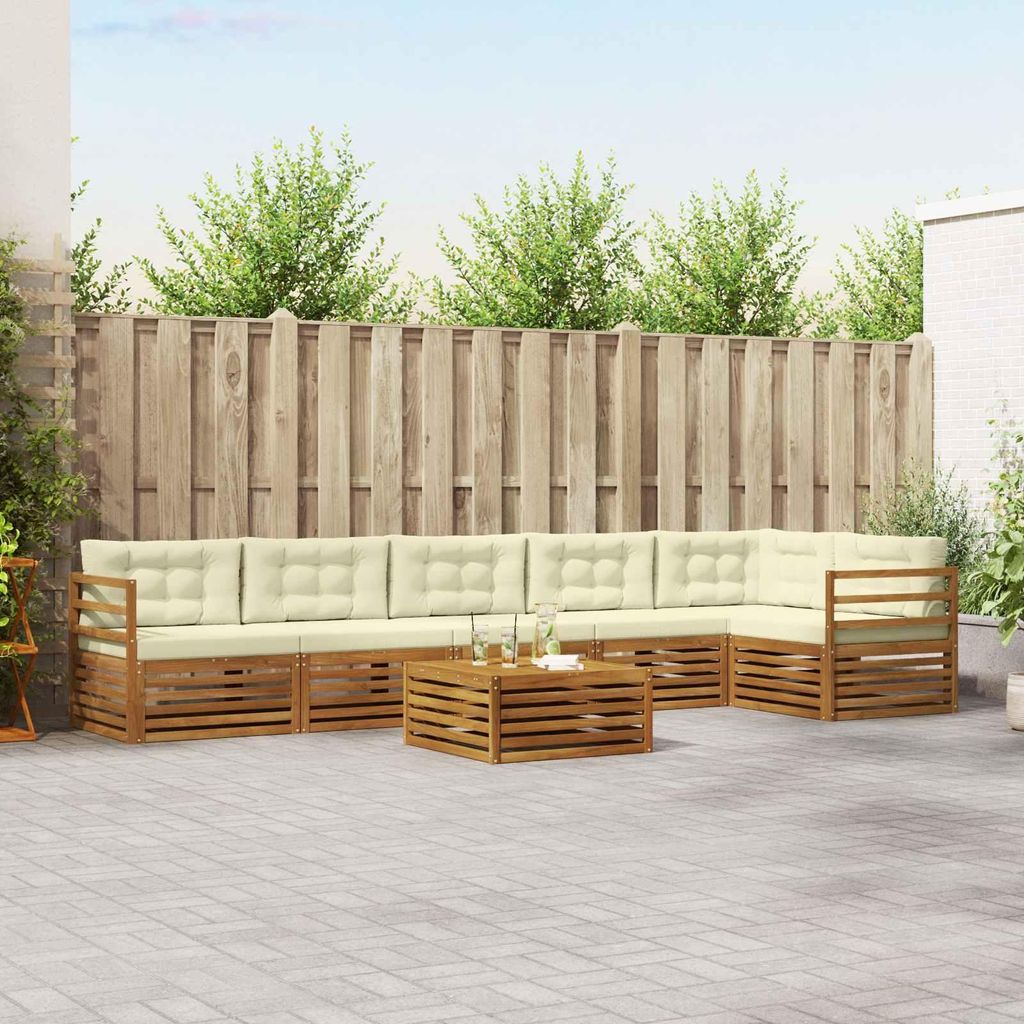 "Summerschlussverkauf"Outdoor-Sofagarnitur - CLORIS - Balkonmöbe/Sitzgruppe - mit Kissen 7 pcs - Moderne Design - Natur und Creme - Gartensofas DE...