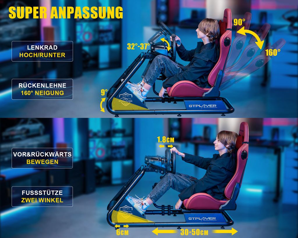 GTPLAYER Simulator Cockpit, SIM racing Cockpit, Produktbild 3
