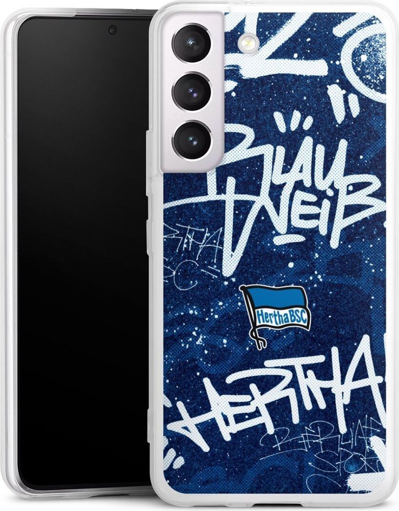 DeinDesign Slim Hülle für Samsung Galaxy S22 Silikon Case Ultra Dünn Handyhülle Graffiti Hertha BSC Offizielles Lizenzprodukt