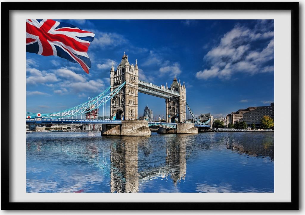 Bild - Bilderrahmen - 100 cm x 70 cm - MDF - Rahmen - Foto - Wandkunst Tower Bridge London