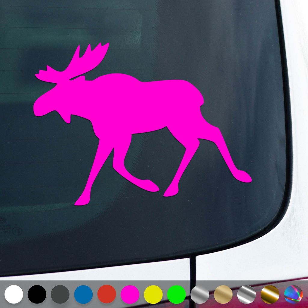 PantherPixel Elch Aufkleber Rentier Schweden Wohnmobil Camping Sticker Auto Geschenkidee Farbe Neon-Pink
