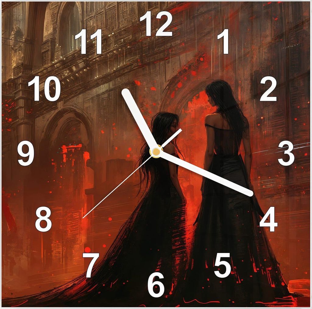 Wanduhr aus Glas mit Motiv Feuerpalast- 30 x 30 cm - inkl. Aufhängesystem
