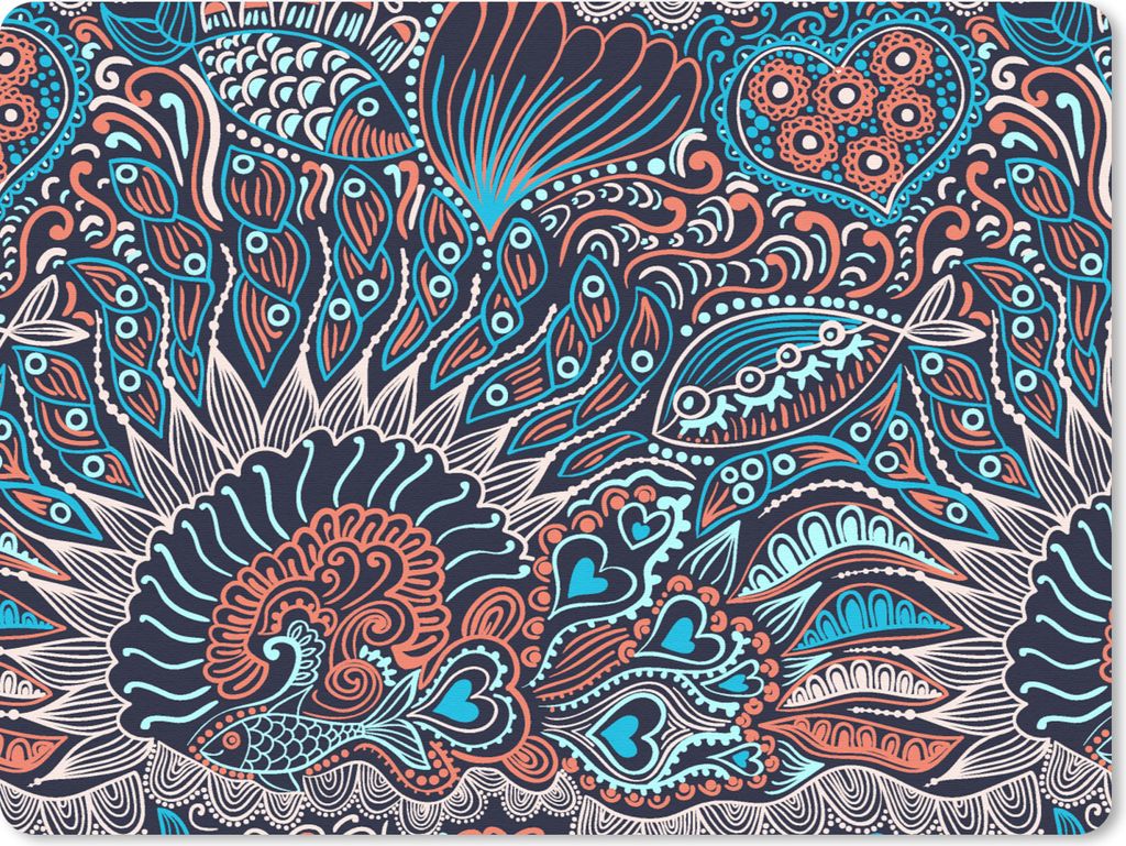 MuchoWow Mauspad Mousepad Fisch - Koralle - Unterwasser - Abstrakt - Muster 23x19 cm - Mousepads - Maus Mat - Pad - Mausunterlage - Schreibtischu...