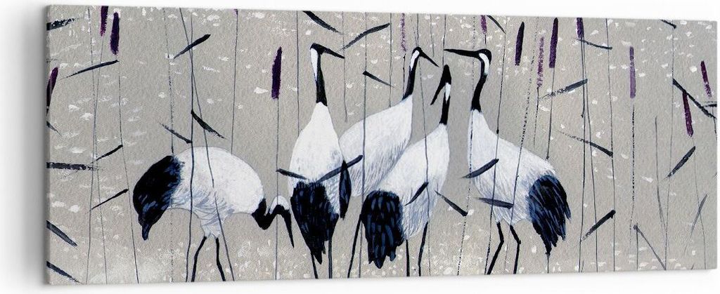 Bild auf Leinwand - Leinwandbild - Vogel Natur Wasser - 140x50cm - Wand Bild - Wanddeko - Leinwanddruck - Bilder - Kunstdruck - Wanddekoration - Le...