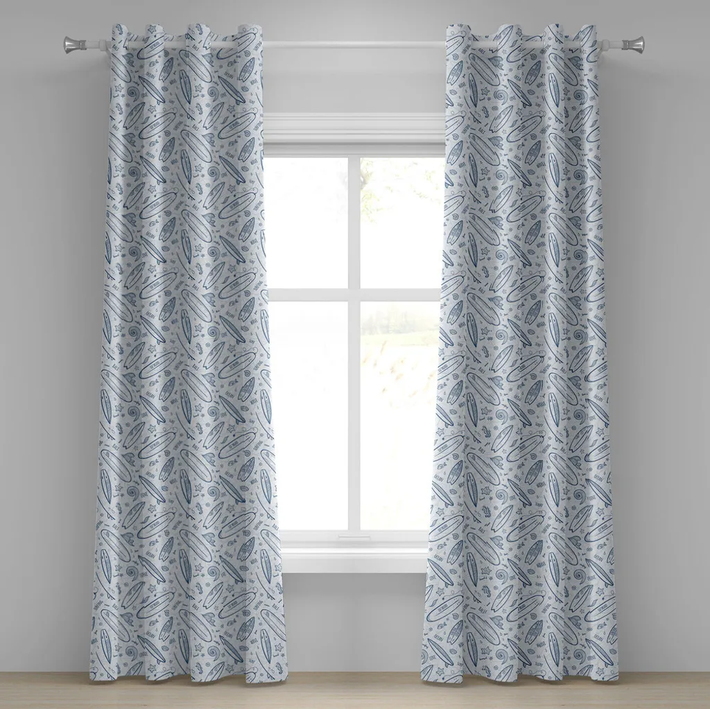 Rideau chambre thème mer et surf 280x175 cm bleu pétrole pour ado