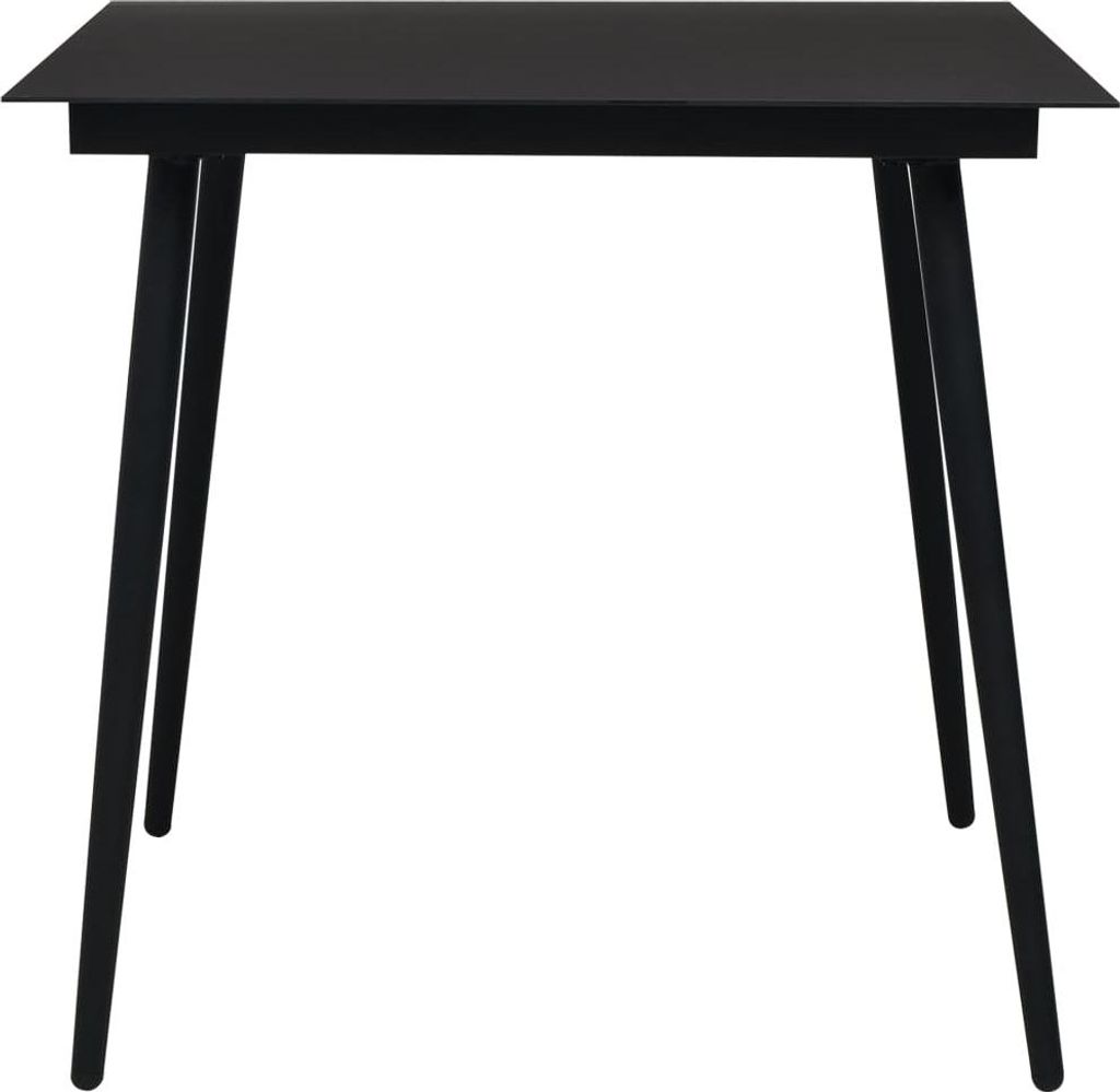 vidaXL Garten-Esstisch Schwarz 80x80x74 cm Stahl und Glas