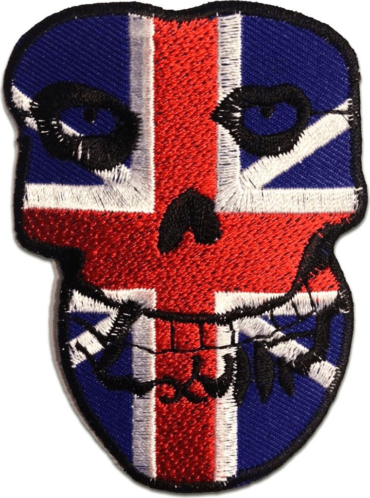 Uk Totenkopf Biker Skelett - Aufnäher, Bügelbild, Aufbügler, Applikationen, Patches, Flicken, Zum Aufbügeln, Größe: 6.5 x 8.5 cm