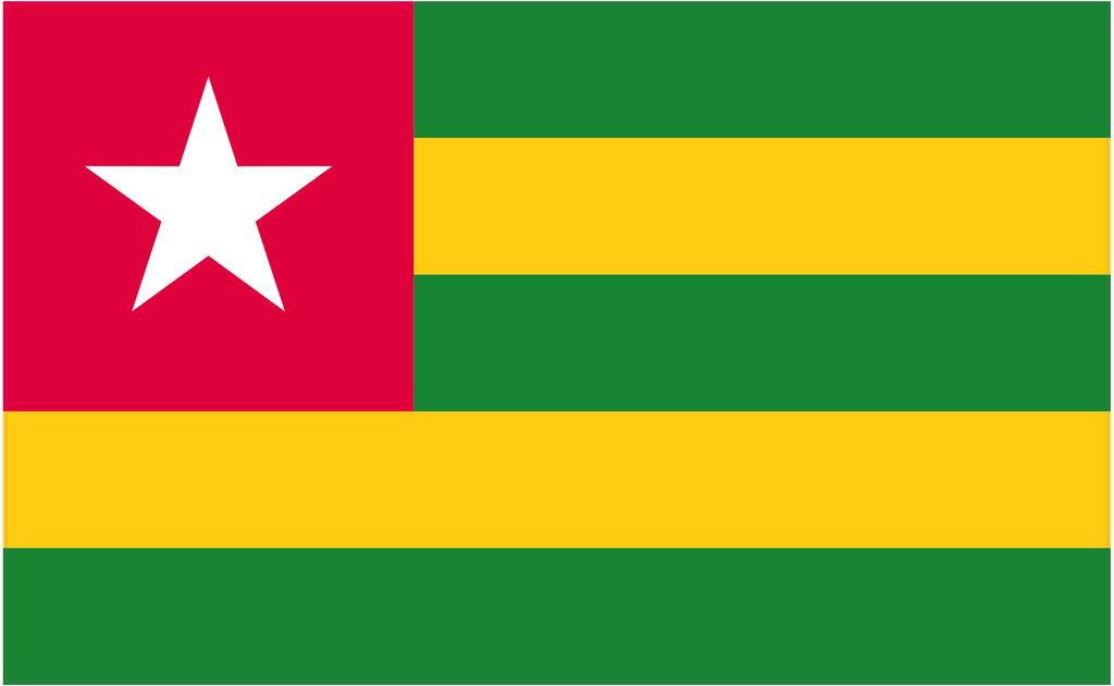 Kiwistar WANDTATTOO Sticker Fahne Flagge Aufkleber Togo 60 x 37cm - Dekoration für Kinderzimmer Schlafzimmer Wohnzimmer Küche Badezimmer