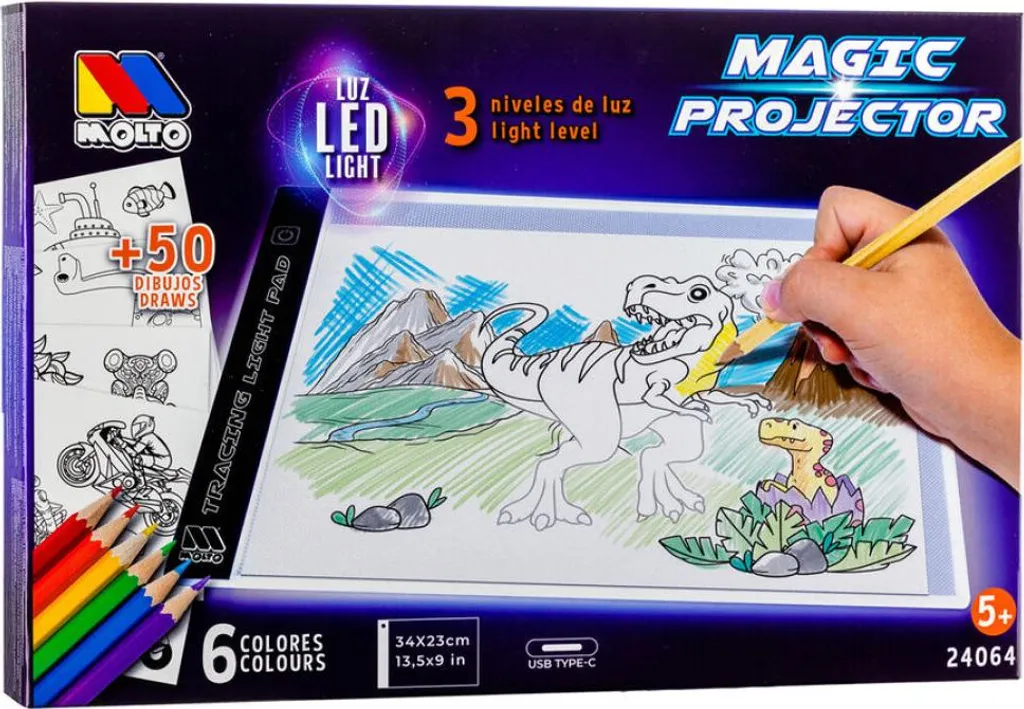 Projecteur de Dessin à 3 Lumières LED Molto et ses 6 Feutres de Couleur