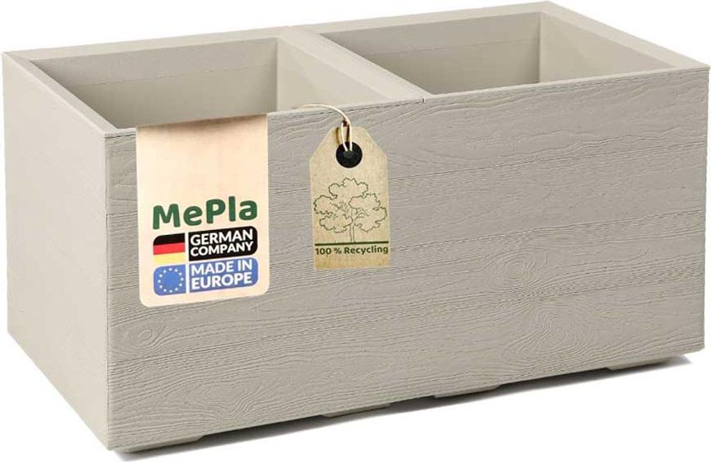 MePla - Kübel KARO-40 Holzoptik 80x40x40 beige Produktbild 