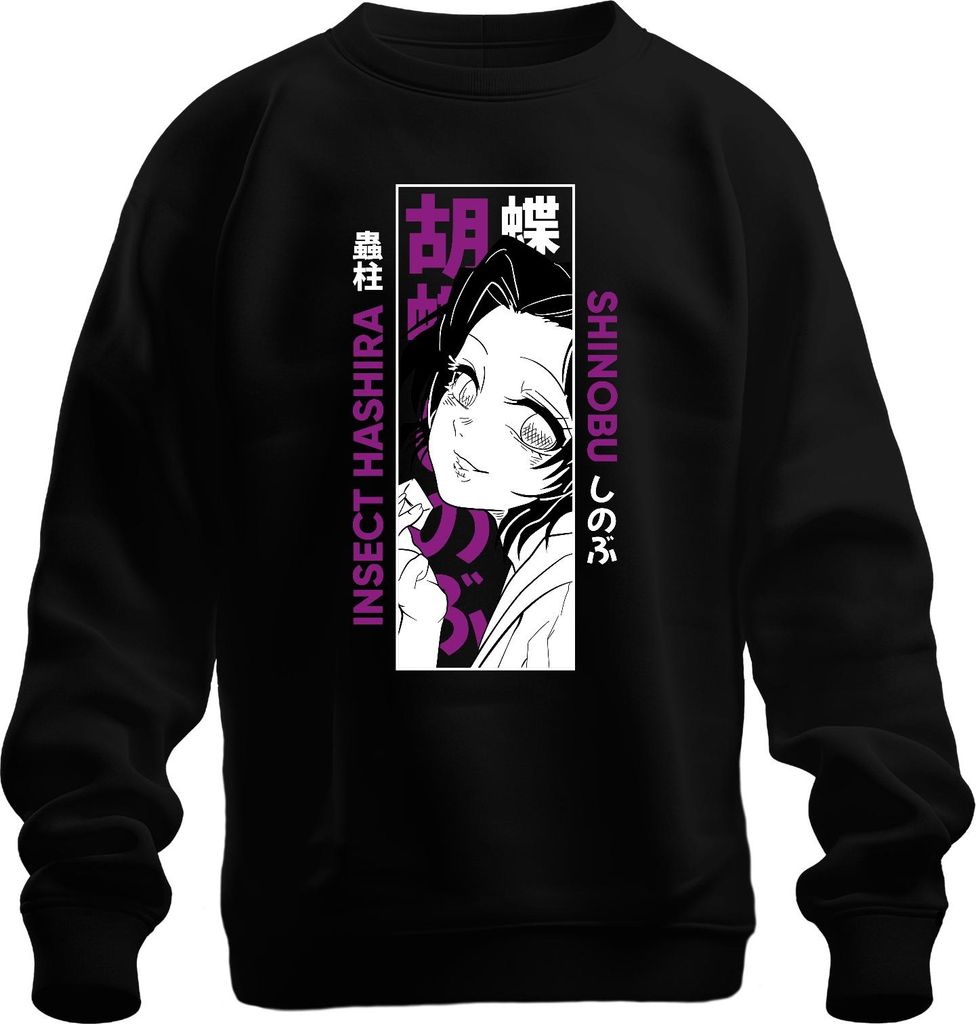 Shinobu Kocho Demon Slayer Insect Hashira Anime Geschenk Lila Uni Sweatshirt Pullover, Schwarz, XL