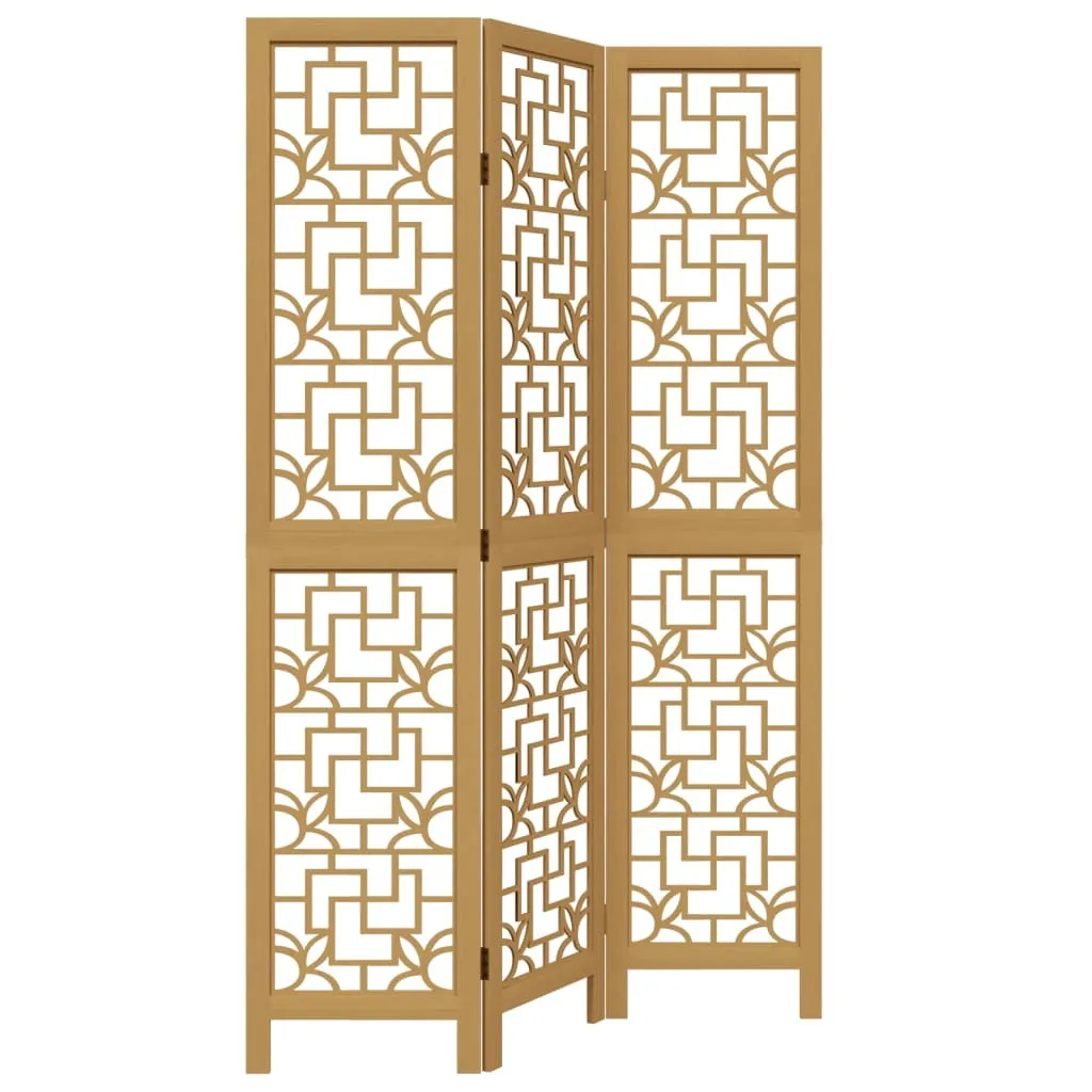Séparateur de pièce en paulownia massif marron - Design 3 volets pliable